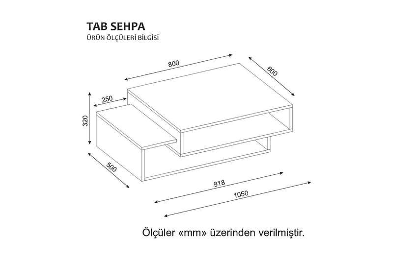 Tabate Soffbord 105 cm med Förvaring Hyllor - Vit/Valnötsbrun - Möbler - Vardagsrum - Soffbord & vardagsrumsbord - Soffbord