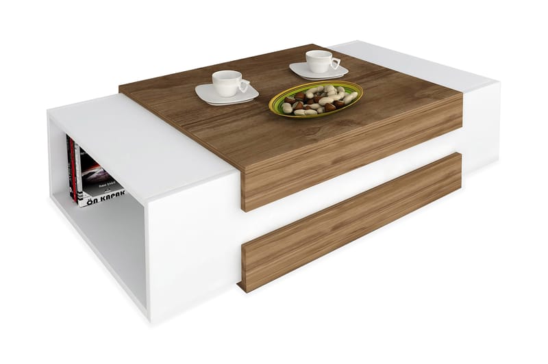 TARAQ Soffbord 110 cm Vit/Valnötsbrun - Valnöt/Vit - Bord - Soffbord