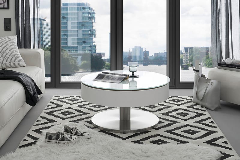 TARLAI Soffbord 79 cm Glas/Vit/Silver - Möbler - Vardagsrum - Soffbord & vardagsrumsbord - Soffbord