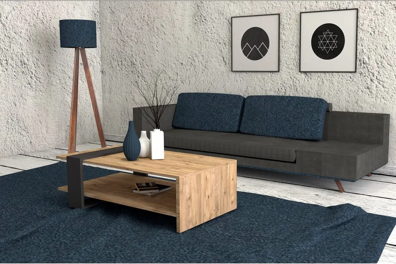 Terasa Soffbord 80 cm med Förvaring Hylla - Valnötsbrun/Grå - Möbler - Vardagsrum - Soffbord & vardagsrumsbord - Soffbord