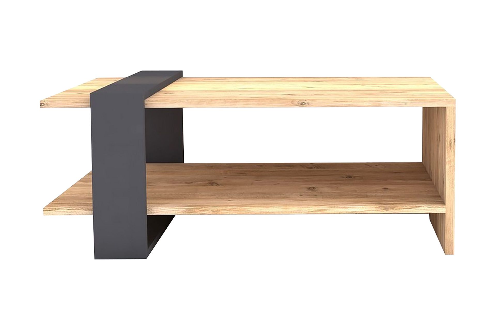 Terasa Soffbord 80 cm med F&ouml;rvaring Hylla - Valn&ouml;tsbrun/Gr&aring;