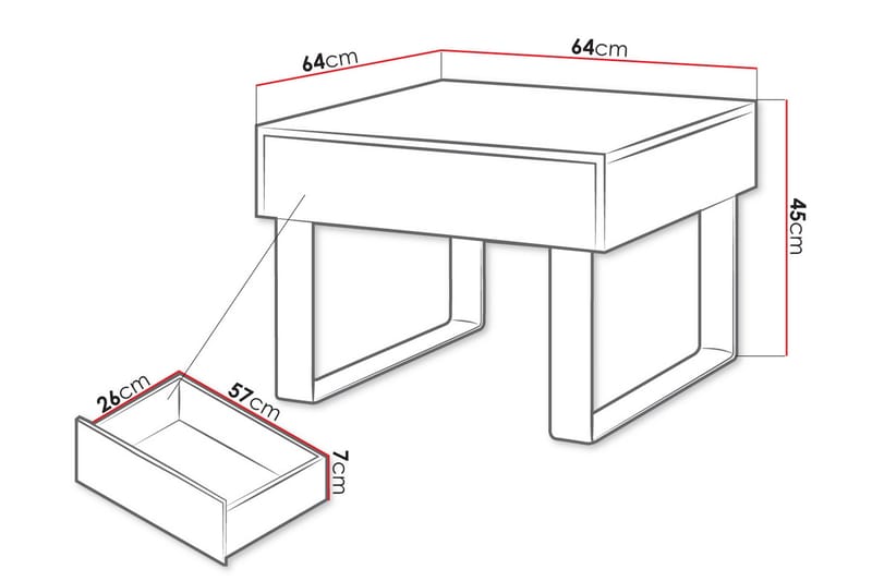 Tessan Soffbord Litet 64 cm med Förvaring Låda - Svart - Möbler - Vardagsrum - Soffbord & vardagsrumsbord - Soffbord