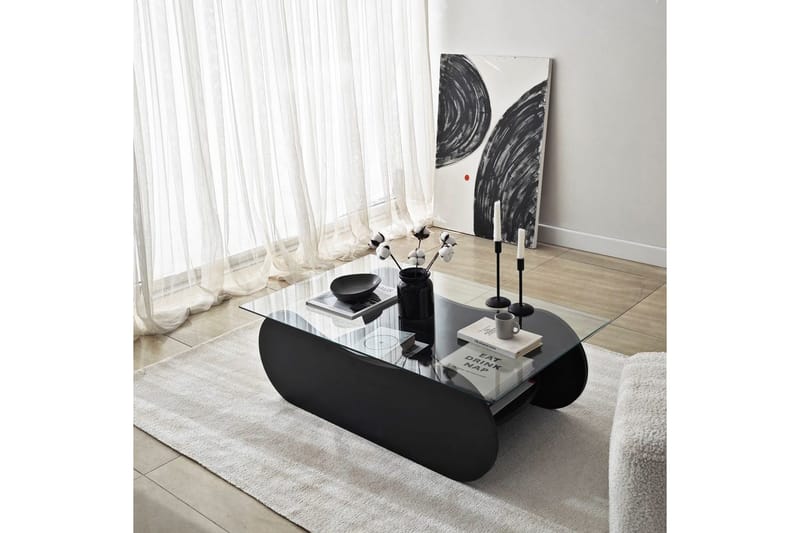 Soffbord Tevrin Svart / Transparent - Svart / Transparent - Möbler - Vardagsrum - Soffbord & vardagsrumsbord - Soffbord
