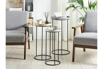 Texon Satsbord 36 cm 3-pack - Svart - Möbler - Vardagsrum - Soffbord & vardagsrumsbord - Satsbord