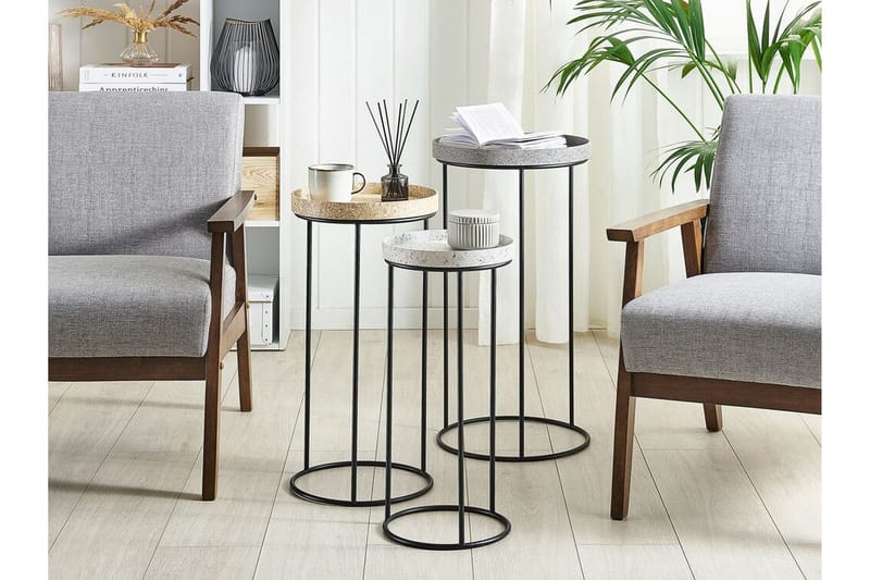 Texon Satsbord 36 cm 3-pack - Svart - Möbler - Vardagsrum - Soffbord & vardagsrumsbord - Satsbord