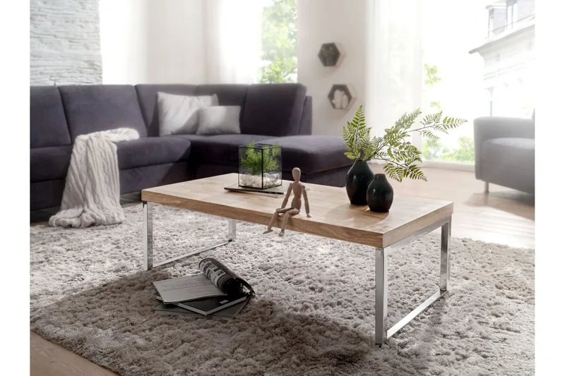 Thuxton Soffbord 120 cm, Akacia/krom