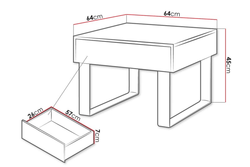 TRACEY Soffbord Litet 64 cm med Förvaring Låda Svart - Svart - Soffbord - Bord