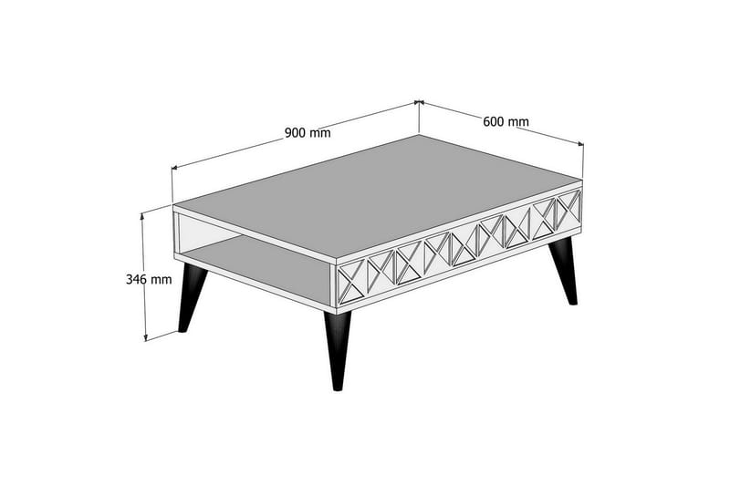 TUERO Soffbord 90 cm med Förvaring Hylla Ekfärg - Möbler - Vardagsrum - Soffbord & vardagsrumsbord - Soffbord