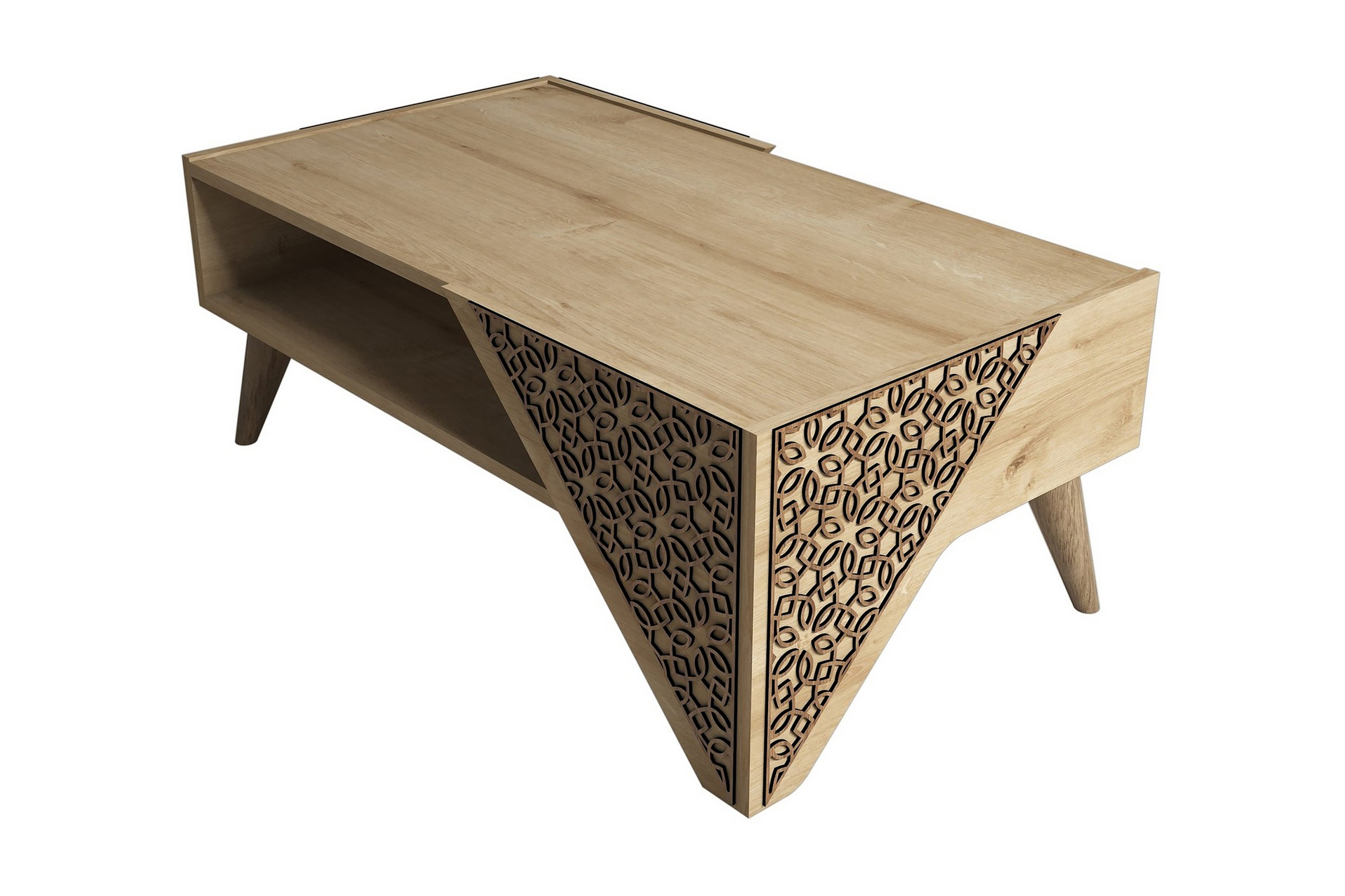 varred soffbord 105 cm med förvaring hylla blommönster ljusb - ljusbrun