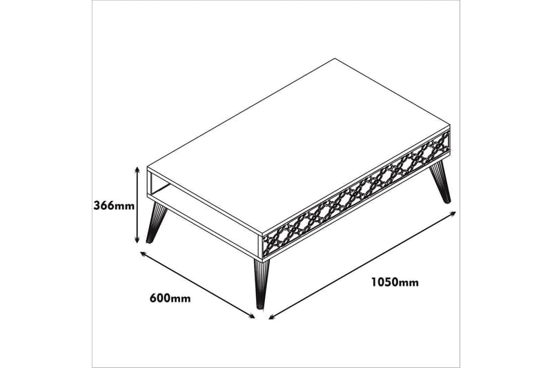 VARRED Soffbord 105 cm med Hylla Kedjemönster Valnötsbrun/Gu - Soffbord - Bord