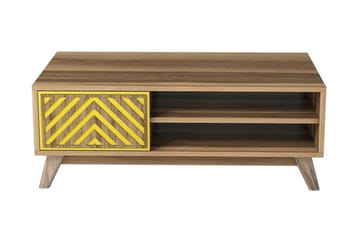 VARRED Soffbord 105 cm med Skåp+2 Hyllor Linjer Valnötsbrun/