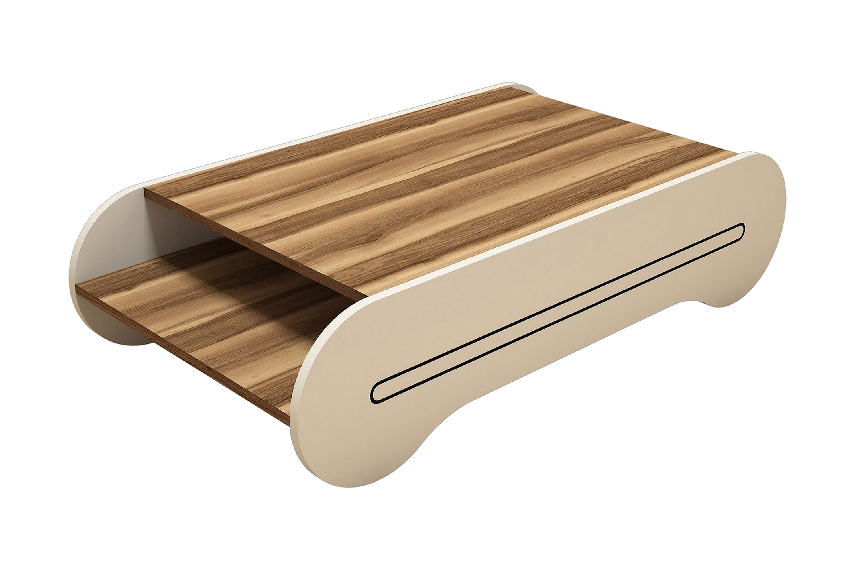 varred soffbord 120 cm med förvaring hylla brun/krämvit -