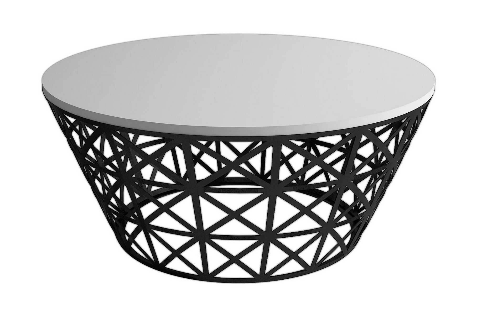 varred soffbord 90 cm runt avsmalnande krämvit/svart -