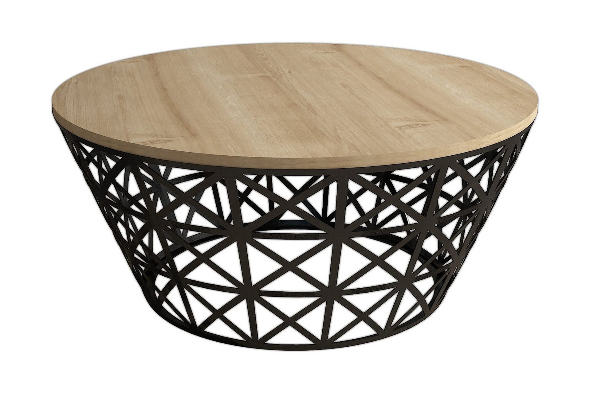 varred soffbord 90 cm runt avsmalnande ljusbrun/svart -