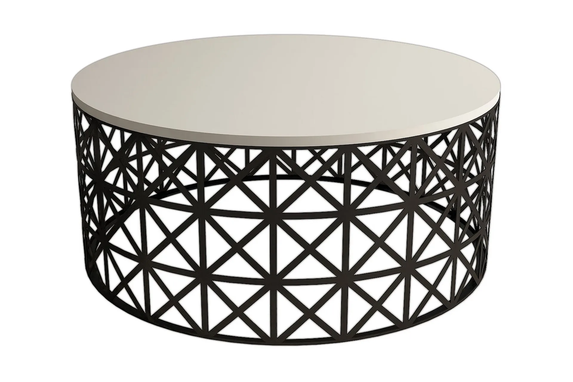 varred soffbord 90 cm runt krämvit/svart -