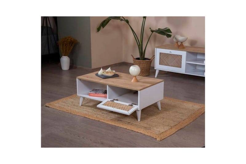 Soffbord Velin Vit / Ek - Vit / Ek - Möbler - Vardagsrum - Soffbord & vardagsrumsbord - Soffbord