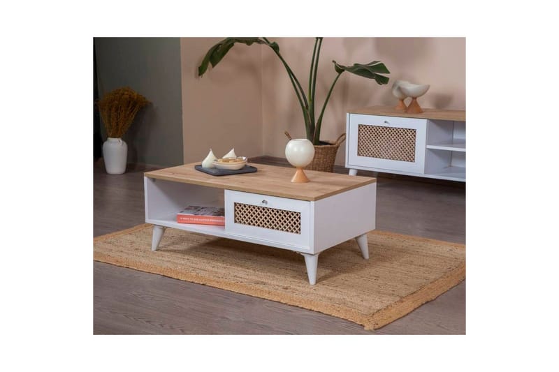 Soffbord Velin Vit / Ek - Vit / Ek - Möbler - Vardagsrum - Soffbord & vardagsrumsbord - Soffbord