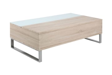 Vilhelmina Soffbord 110 cm med Förvaring Hylla - Glas/Ekfärg/Vit/Ljusgrå - Möbler - Vardagsrum - Soffbord & vardagsrumsbord - Soffbord
