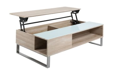 Vilhelmina Soffbord 110 cm med Förvaring Hylla - Glas/Ekfärg/Vit/Ljusgrå - Möbler - Vardagsrum - Soffbord & vardagsrumsbord - Soffbord
