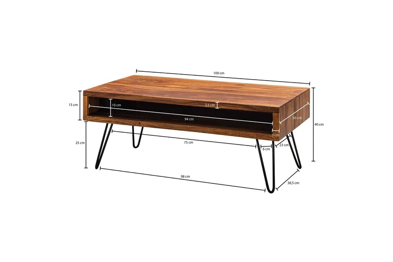 Virworthy Soffbord 100 cm - Massivt Trä/Svart - Möbler - Vardagsrum - Soffbord & vardagsrumsbord - Soffbord