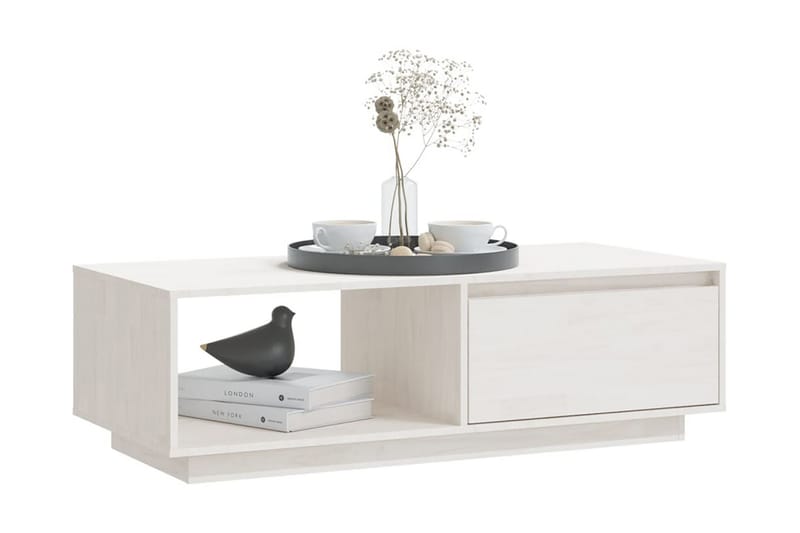 Soffbord vit 110x50x33,5 cm massiv furu - Vit - Möbler - Vardagsrum - Soffbord & vardagsrumsbord - Soffbord