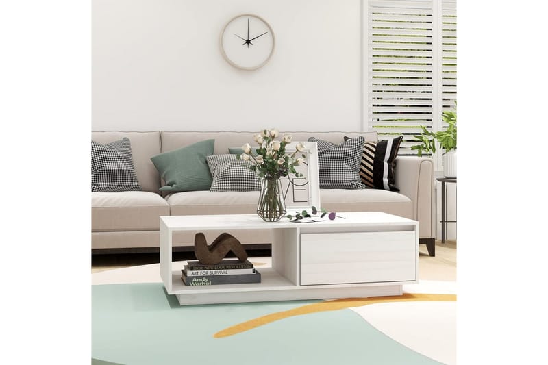 Soffbord vit 110x50x33,5 cm massiv furu - Vit - Möbler - Vardagsrum - Soffbord & vardagsrumsbord - Soffbord