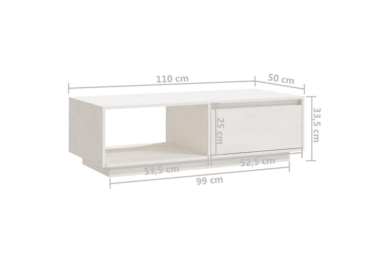 Soffbord vit 110x50x33,5 cm massiv furu - Vit - Möbler - Vardagsrum - Soffbord & vardagsrumsbord - Soffbord