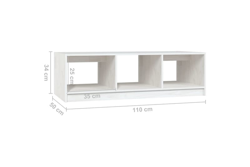Soffbord vit 110x50x34 cm massiv furu - Vit - Möbler - Vardagsrum - Soffbord & vardagsrumsbord - Soffbord