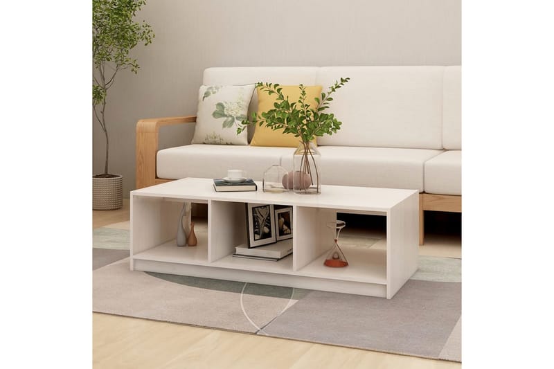 Soffbord vit 110x50x34 cm massiv furu - Vit - Möbler - Vardagsrum - Soffbord & vardagsrumsbord - Soffbord