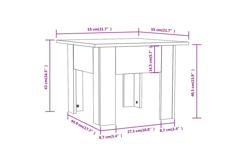 Soffbord vit 55x55x42 cm spånskiva - Vit - Soffbord - Bord