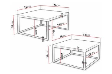 Wardner Kvadratiskt Soffbord Satsbord 76 cm i Ek - Beige - Möbler - Vardagsrum - Soffbord & vardagsrumsbord - Satsbord