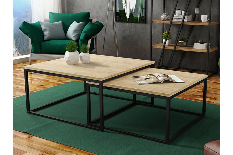 Wardner Kvadratiskt Soffbord Satsbord 76 cm i Ek - Beige - Möbler - Vardagsrum - Soffbord & vardagsrumsbord - Satsbord