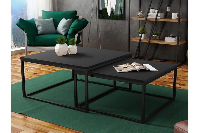 Wardner Kvadratiskt Stapelbart Soffbord 76 cm i Målat Trä - Svart - Möbler - Vardagsrum - Soffbord & vardagsrumsbord - Satsbord