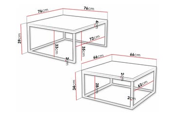 Wardner Kvadratiskt Stapelbart Soffbord 76 cm i Trä med Metallstativ - Svart - Möbler - Vardagsrum - Soffbord & vardagsrumsbord - Satsbord