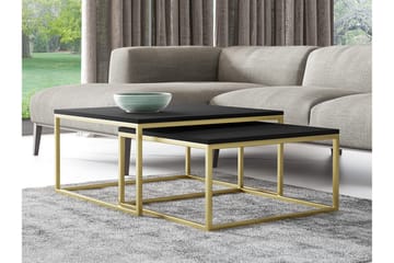 Wardner Kvadratiskt Stapelbart Soffbord 76 cm i Trä med Metallstativ - Svart - Möbler - Vardagsrum - Soffbord & vardagsrumsbord - Satsbord