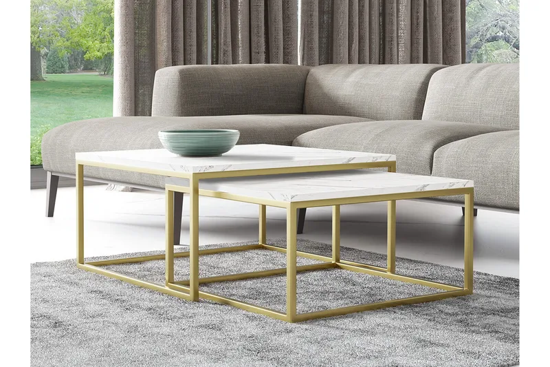 Wardner Soffbord 76 cm - Guld - Möbler - Vardagsrum - Soffbord & vardagsrumsbord - Satsbord