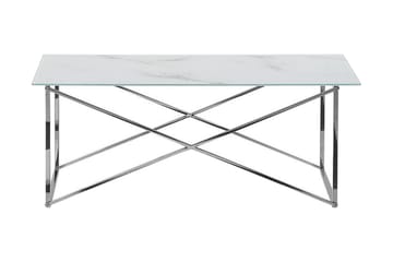 WENONAH Soffbord 100 cm Marmormönster Vit/Silver