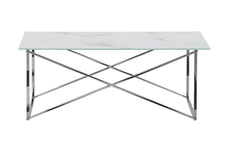 WENONAH Soffbord 100 cm Marmormönster Vit/Silver - Vit/Silver - Marmorbord - Soffbord - Bord