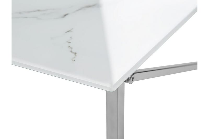 WENONAH Soffbord 100 cm Marmormönster Vit/Silver - Vit/Silver - Möbler - Vardagsrum - Soffbord & vardagsrumsbord - Soffbord
