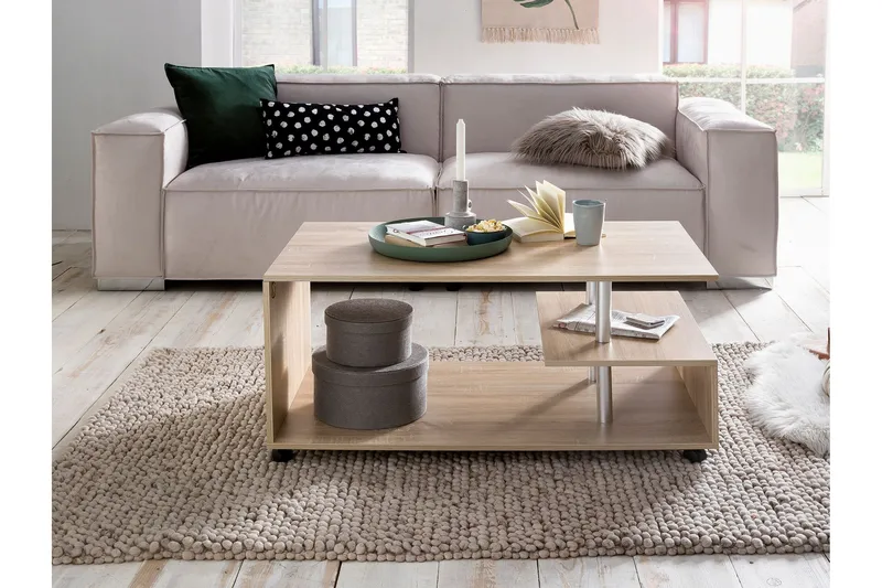 Werbeck Soffbord 105 cm med Förvaring Hylla på Hjul - Trä/Natur - Möbler - Vardagsrum - Soffbord & vardagsrumsbord - Soffbord