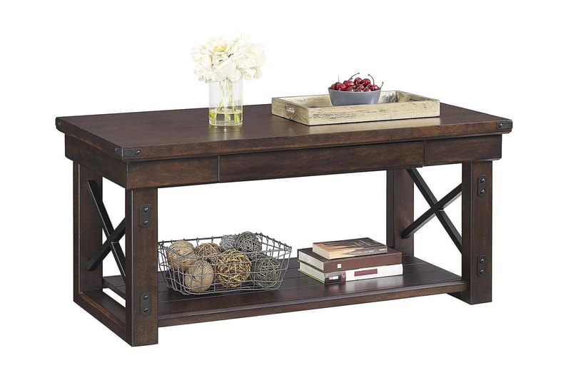 WILDWOOD Soffbord 112 cm med Förvaring Hylla Espresso - Dorel Home - Möbler - Vardagsrum - Soffbord & vardagsrumsbord - Soffbord