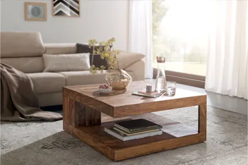 Willowdale 90 cm Kvadratiskt Soffbord med Hyllor i Rosenträ - Brun - Möbler - Vardagsrum - Soffbord & vardagsrumsbord - Soffbord