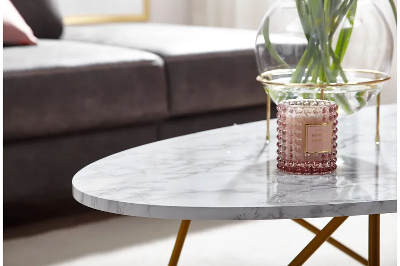 Willowdale Soffbord 120 cm Ovalt - Vit/Guld - Möbler - Vardagsrum - Soffbord & vardagsrumsbord - Soffbord