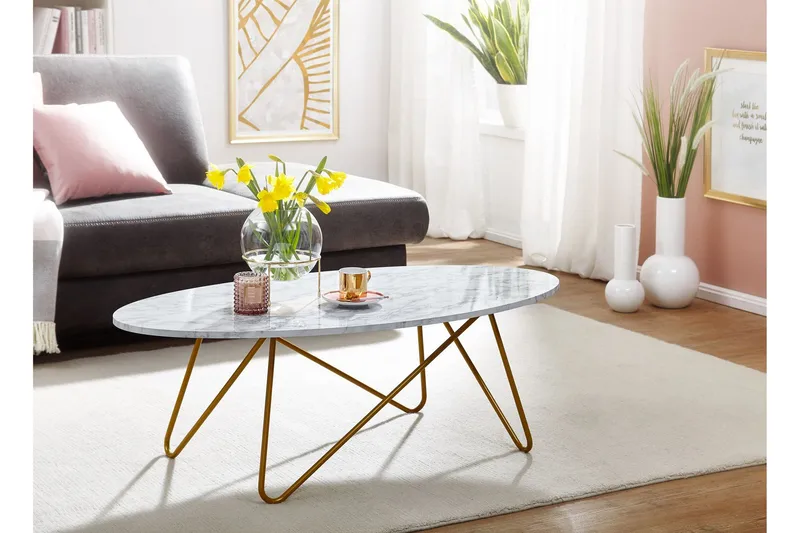 Willowdale Soffbord 120 cm Ovalt - Vit/Guld - Möbler - Vardagsrum - Soffbord & vardagsrumsbord - Soffbord