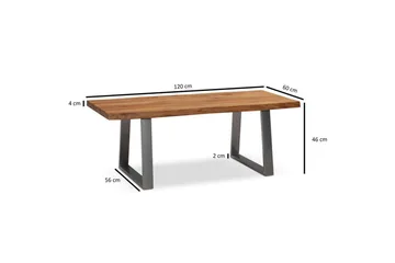 Soffbord Wohnling 120 cm massivt trä träd kant rektangulärt lantligt hus Silver, Raka Löpare - Silver, Raka löpare - Möbler - Vardagsrum - Soffbord & vardagsrumsbord - Soffbord