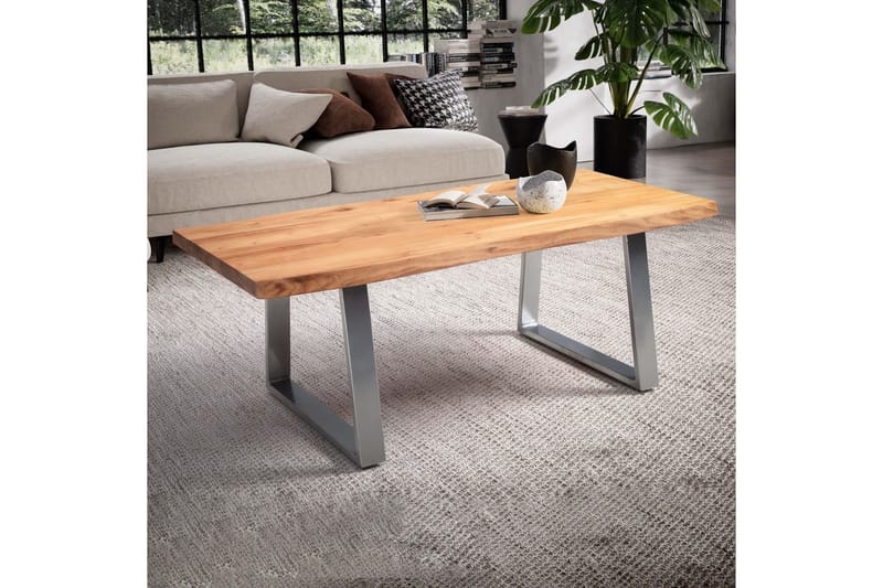 Soffbord Wohnling 120 cm massivt trä träd kant rektangulärt lantligt hus Silver, Raka Löpare - Silver, Raka Löpare - Möbler - Vardagsrum - Soffbord & vardagsrumsbord - Soffbord