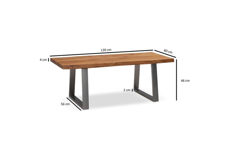 Soffbord Wohnling 120 cm massivt trä träd kant rektangulärt lantligt hus Silver, Raka Löpare - Silver, Raka Löpare - Möbler - Vardagsrum - Soffbord & vardagsrumsbord - Soffbord