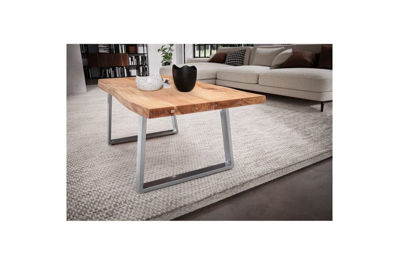 Soffbord Wohnling 120 cm massivt trä träd kant rektangulärt lantligt hus Silver, Raka Löpare - Silver, Raka löpare - Möbler - Vardagsrum - Soffbord & vardagsrumsbord - Soffbord