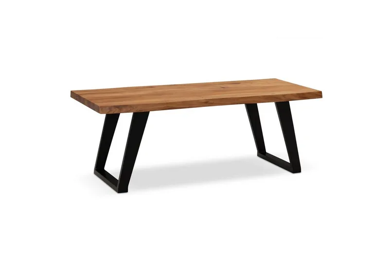 Soffbord Wohnling 120 cm massivt trä träd kant rektangulärt lantligt hus Svart, vinklade löpare - Svart, vinklade löpare - Möbler - Vardagsrum - Soffbord & vardagsrumsbord - Soffbord