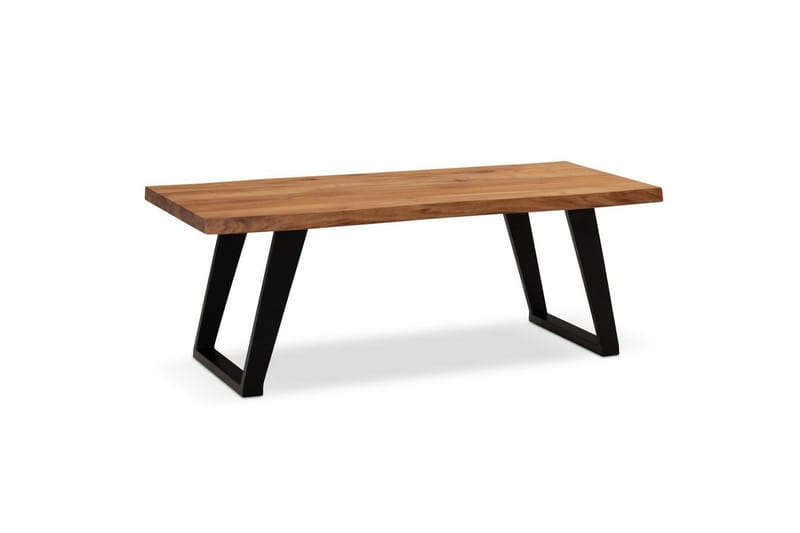 Soffbord Wohnling 120 cm massivt trä träd kant rektangulärt lantligt hus Svart, vinklade löpare, Svart, vinklade löpare